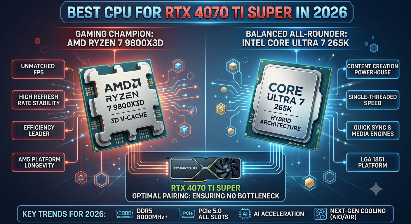 Best CPU for RTX 4070 Ti Super in 2026: Complete Pairing Guide