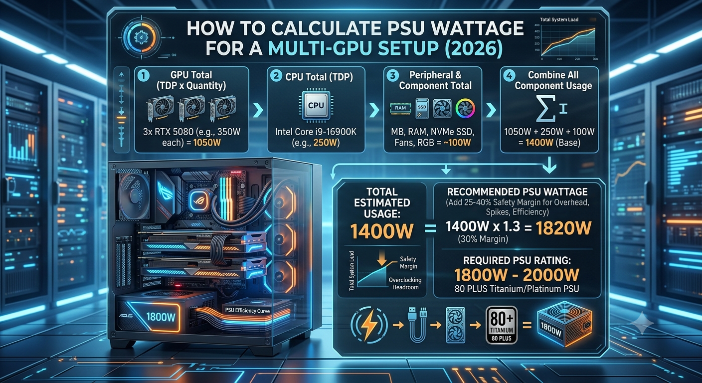 How to Calculate PSU Wattage for a Multi-GPU Setup (2026 Guide)