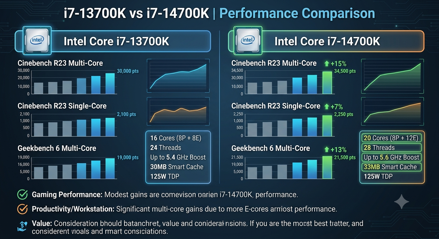 i7-13700K vs i7-14700K: Bottleneck and Gaming Comparison (2026)