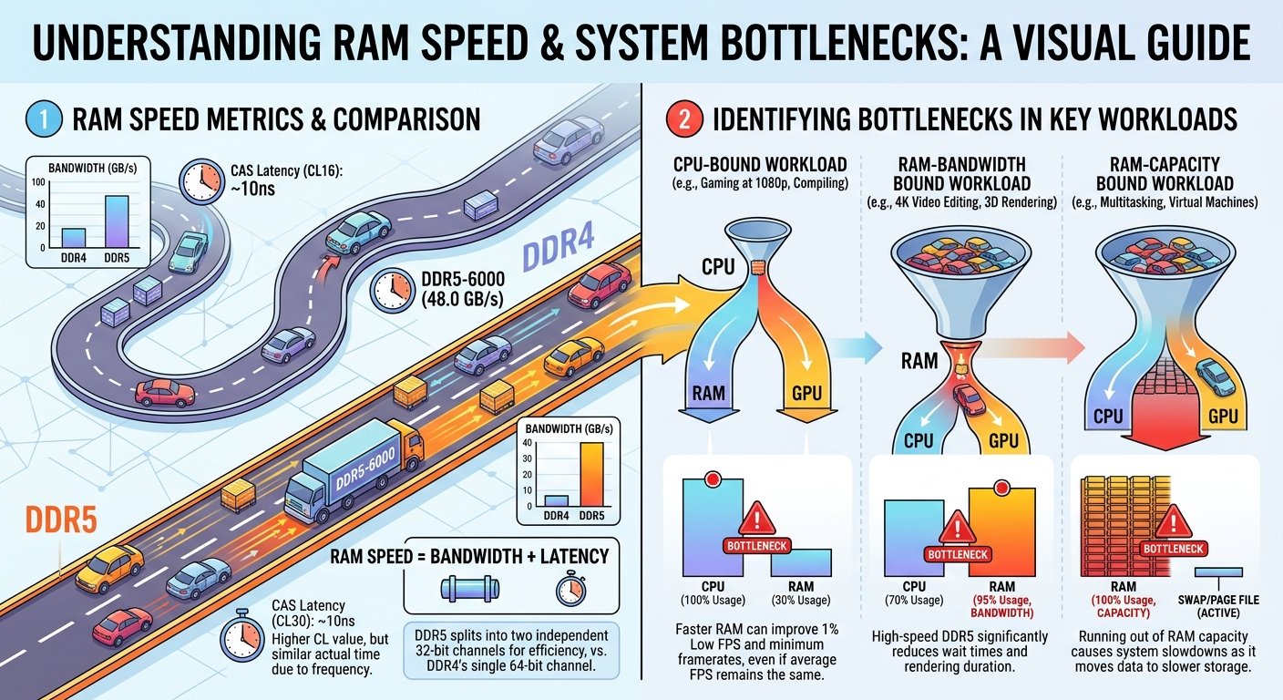 RAM Speed and Bottlenecks: 3200MHz vs 3600MHz vs 6000MHz